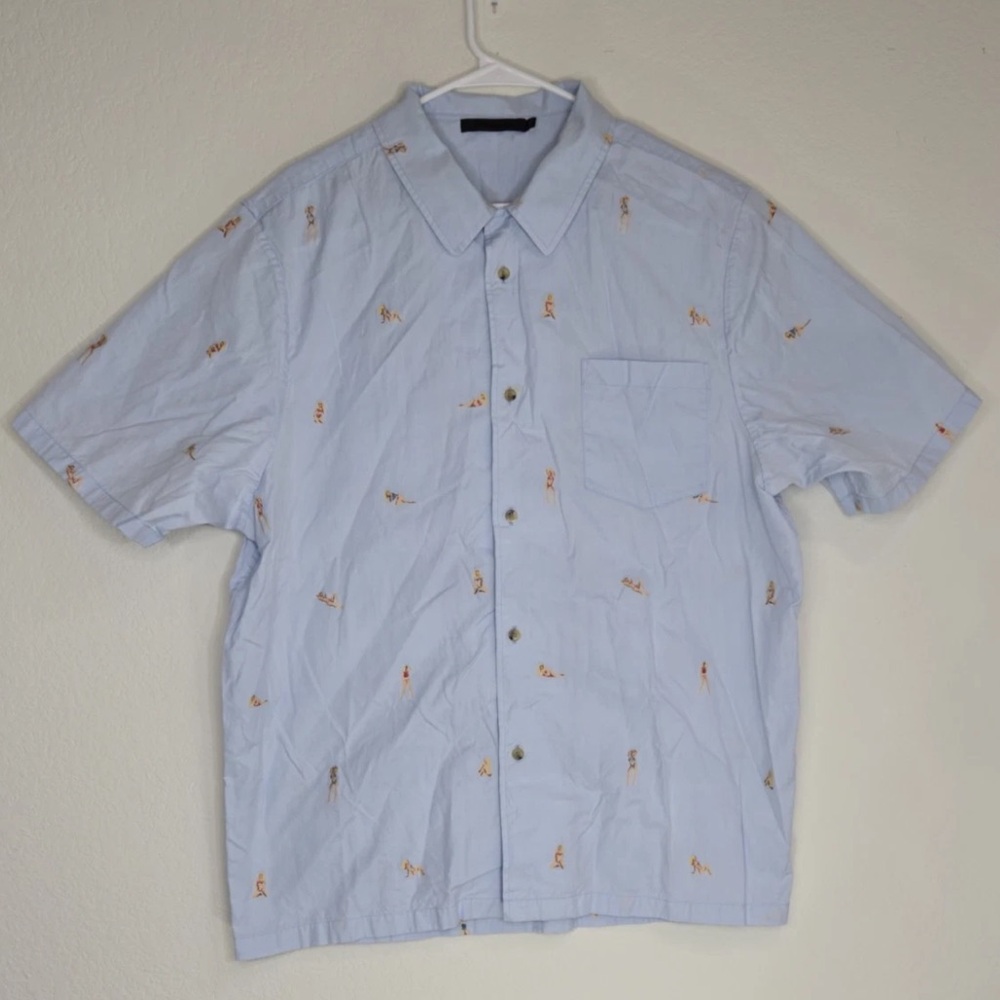 Alexander Wang Bikini Beach Theme Short Sleeve Button Down Size 52 Mens